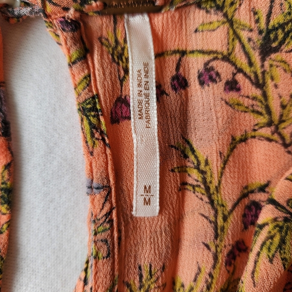 Free People Pink Floral Summer Mini Dress Ruffle Tie Cute Medium - Picture 12 of 16